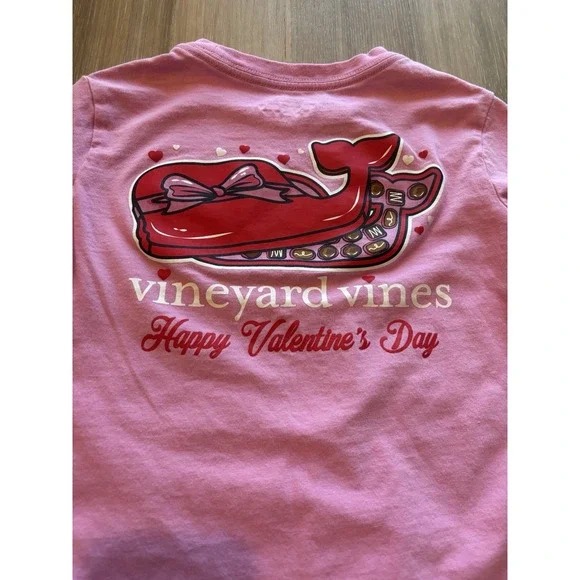 Vineyard Vines Valentine's Day Pink Red Chocolate Long Sleeve T-Shirt Size 5 - Picture 6 of 9